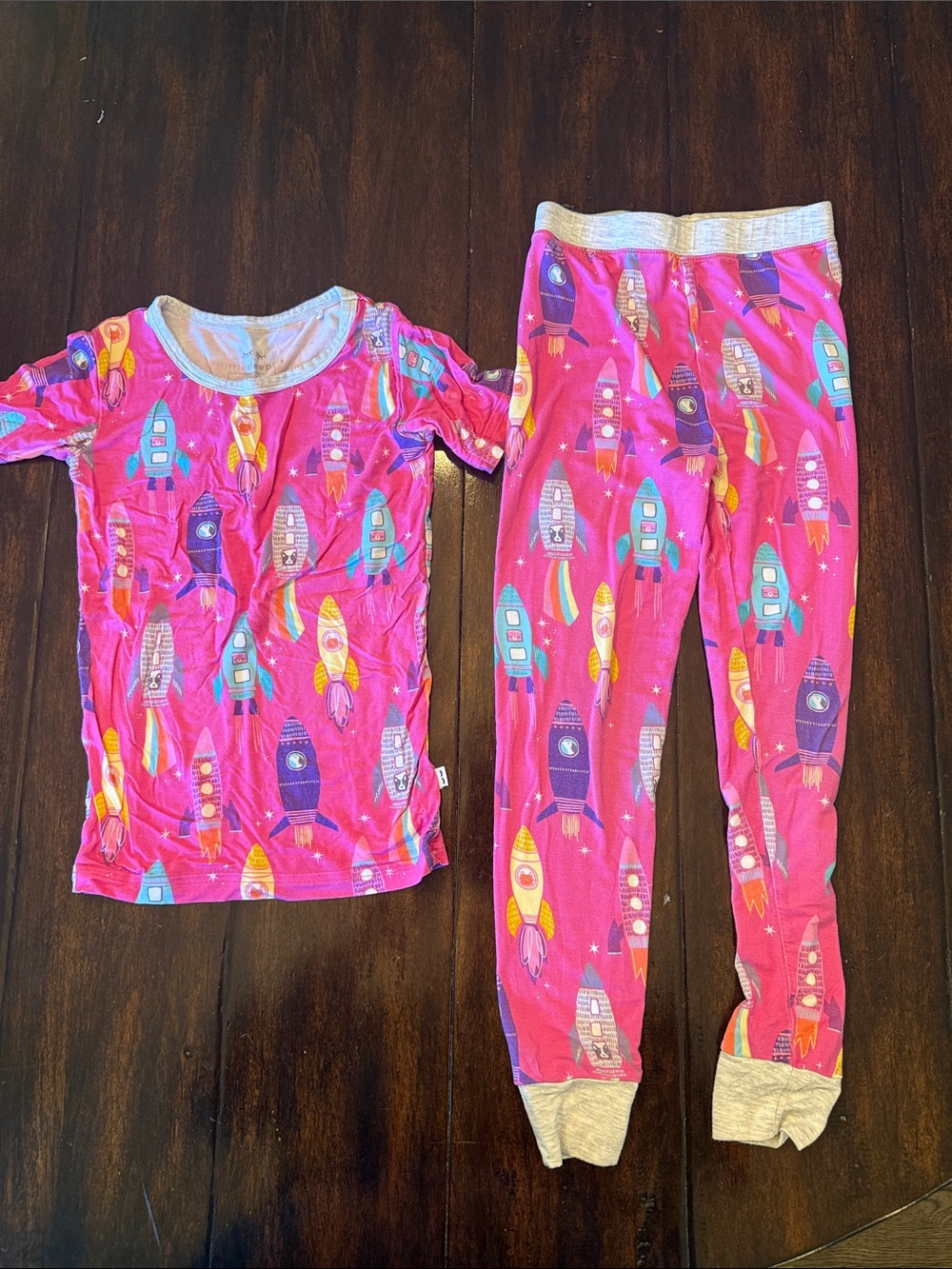 Little Sleepies Hot Pink Rocket Print Pajama Set